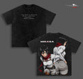 Mikasa Ackerman Attack on Titan Anime Double Printed Vintage Washed Tee Unisex Oversize Anime Manga Washed Heavyweight Cotton T-shirt