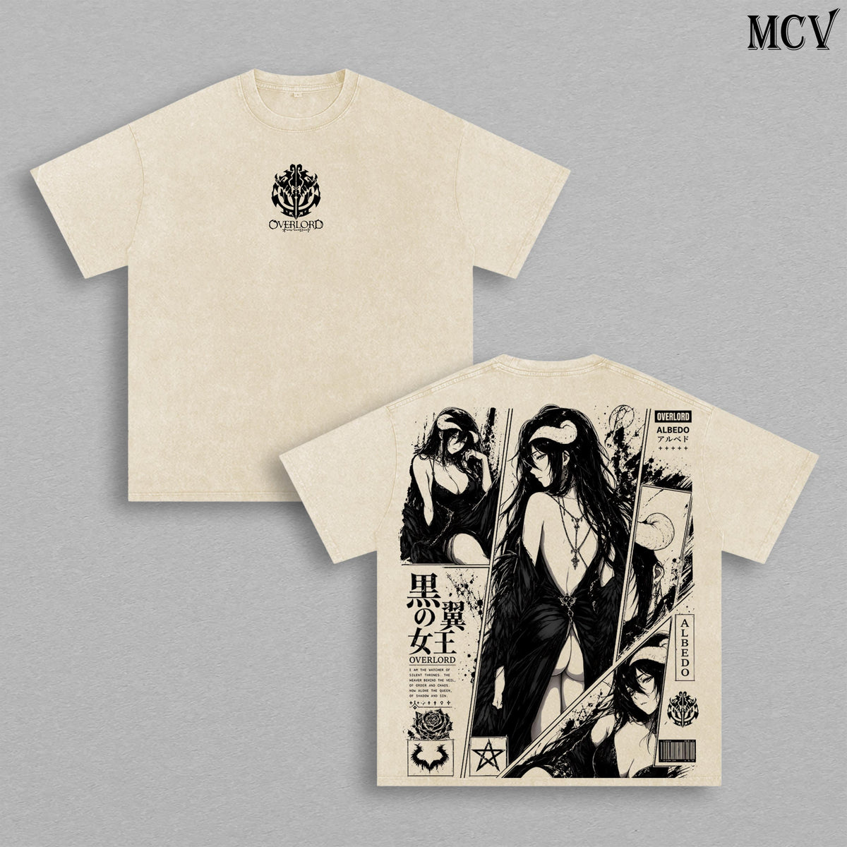 Albedo Overlord Gothic Irezumi Tattoo Anime Vintage Washed Tee