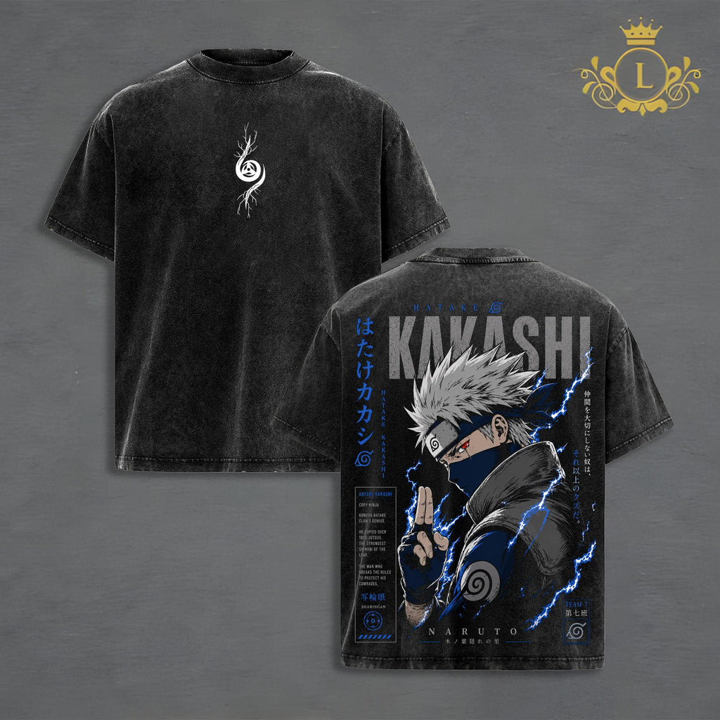 Kakashi Hatake Sharingan Copy Ninja Anime Vintage Washed Tee