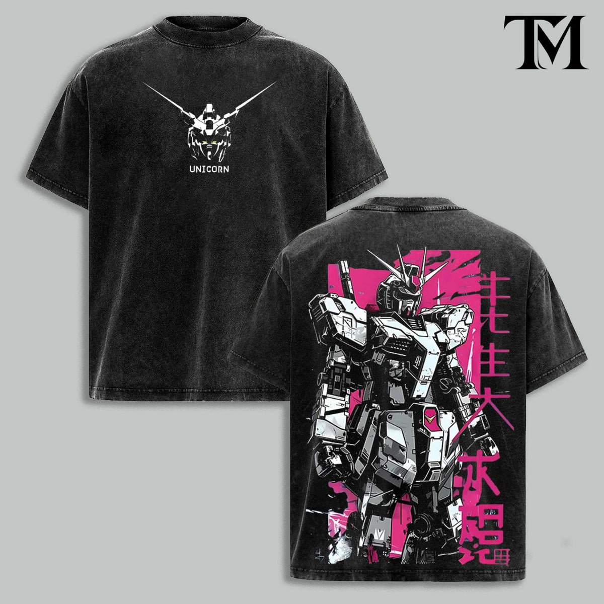 Gundam RX-78 Vintage Washed Oversized T-Shirt, Mobile Suit Mecha Graphic Tee, Heavyweight Cotton Anime Streetwear