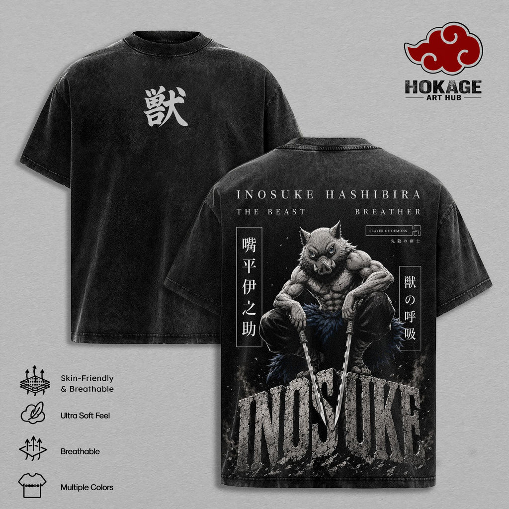 Inosuke Hashibira Demon Slayer Anime Vintage Washed Tee
