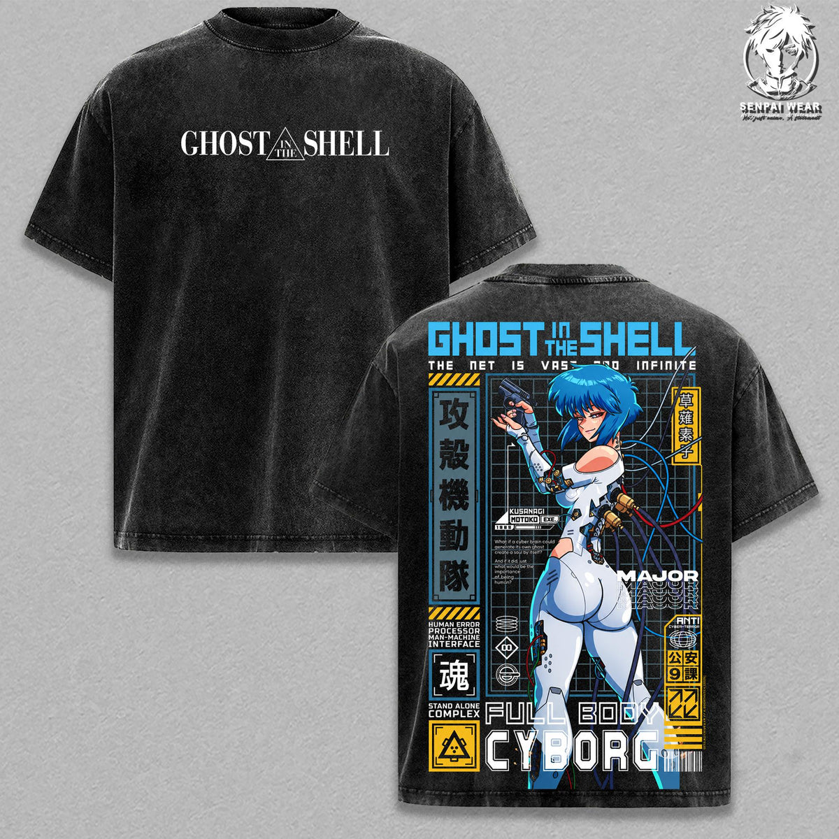 Motoko Kusanagi Ghost in the Shell Anime Vintage Washed Tee