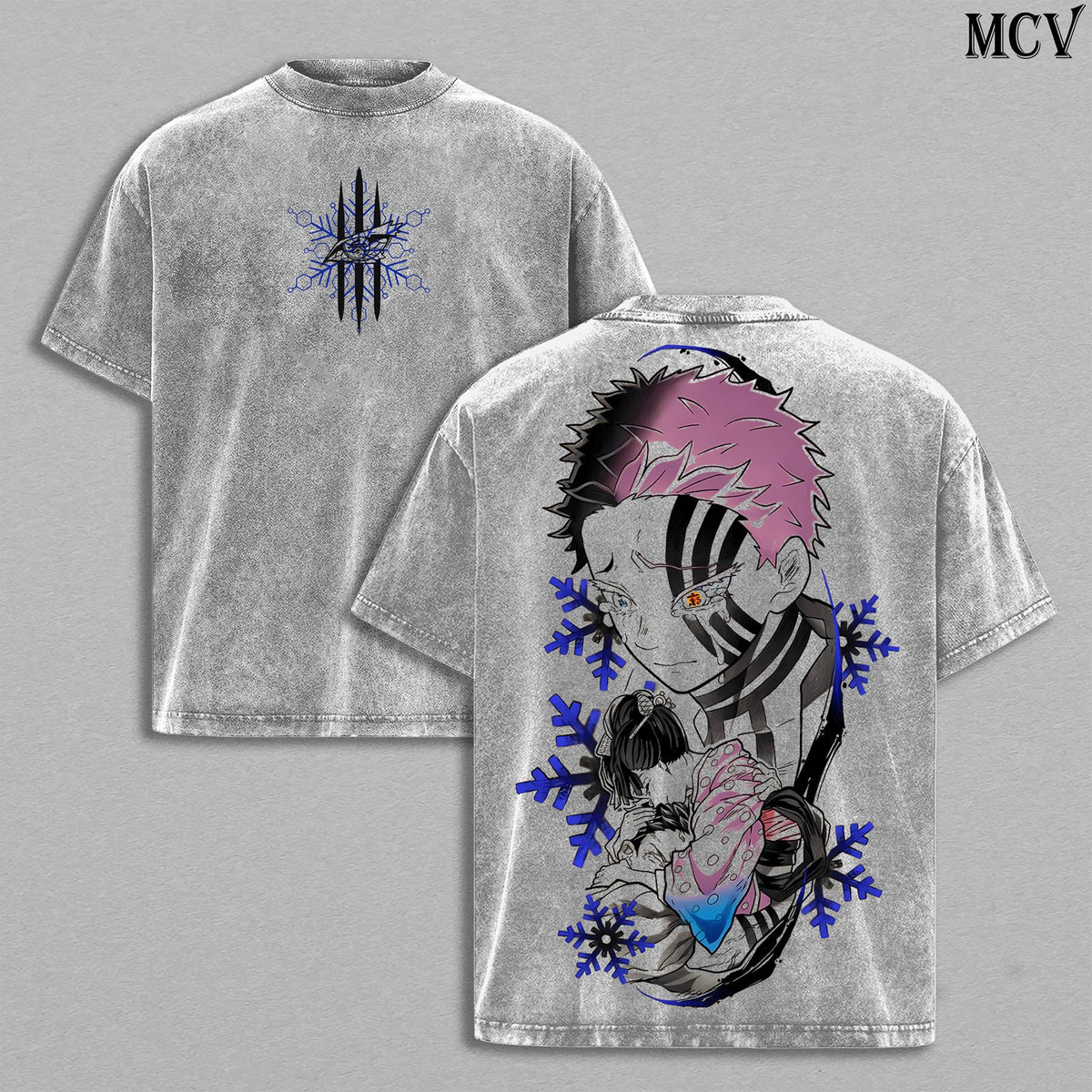Akaza vs Koyuki Demon Slayer Anime Vintage Washed Graphic Tee