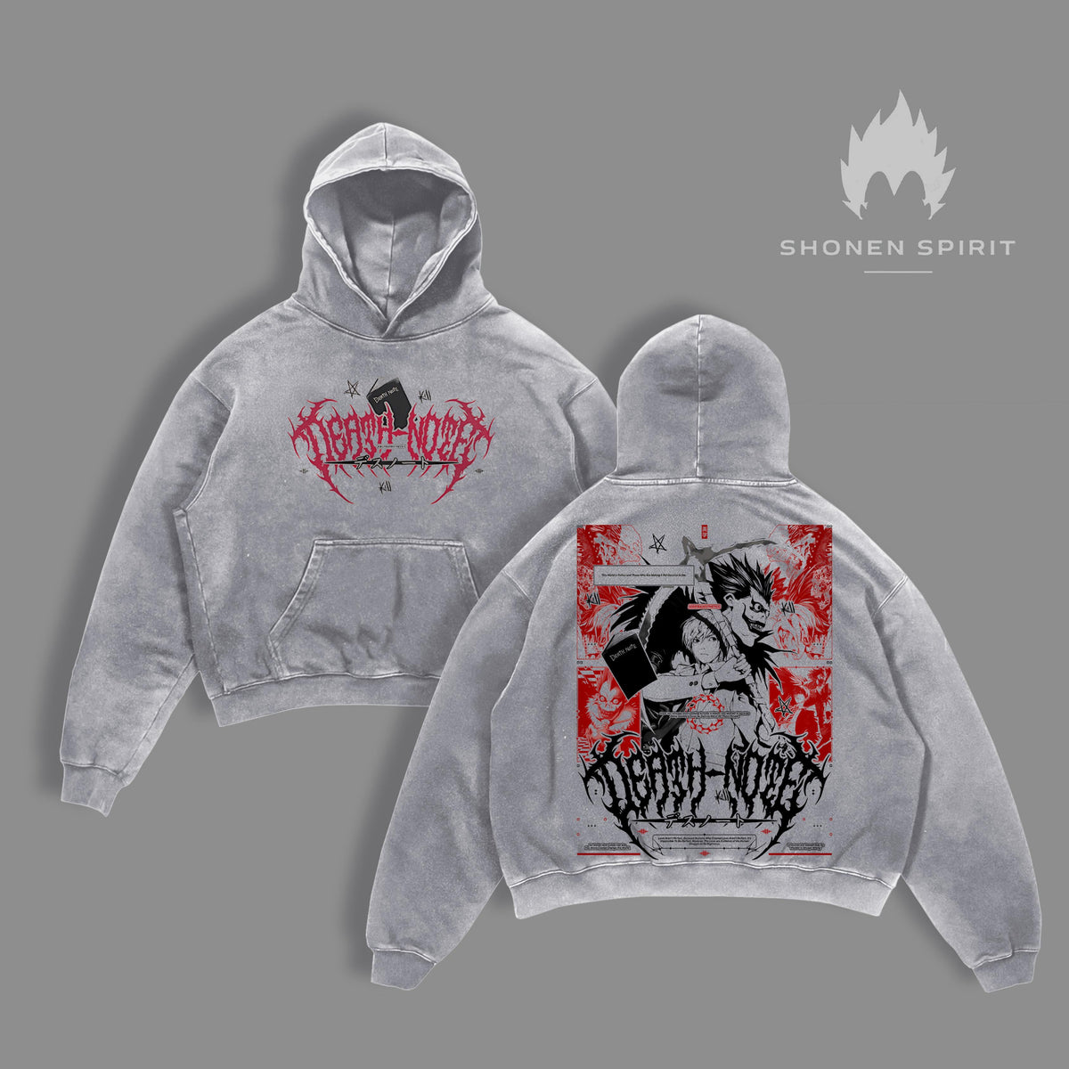 Light Yagami X Ryuk Death Note Anime Vintage Washed Hoodie
