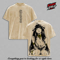 Albedo Overlord Anime Double Printed Vintage Washed Tee Unisex Oversize Anime Manga Washed Heavyweight Cotton T-shirt
