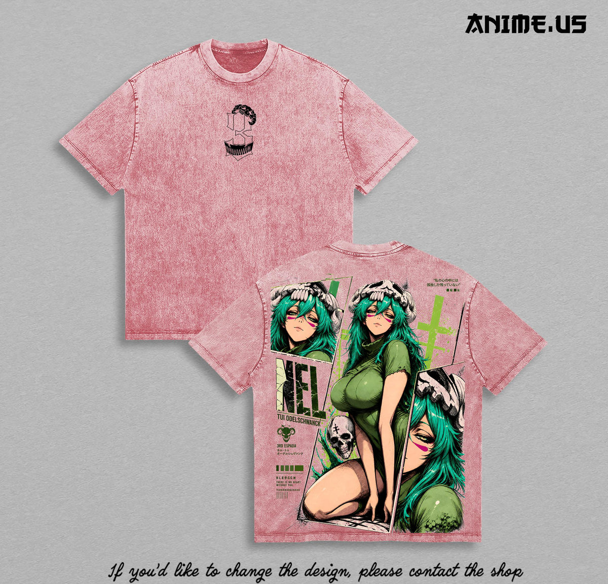 Nelliel Tu Odelschwanck Bleach Vintage Washed Oversized T-Shirt, Nel Tu Espada Anime Graphic Tee, Heavyweight Cotton Streetwear