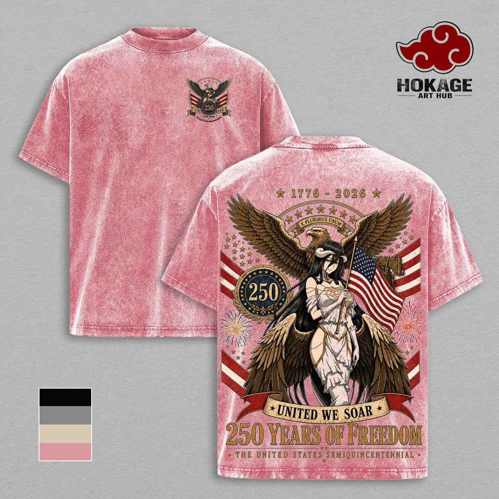 Albedo Overlord 250 Years Of Freedom Anime Vintage Washed Tee