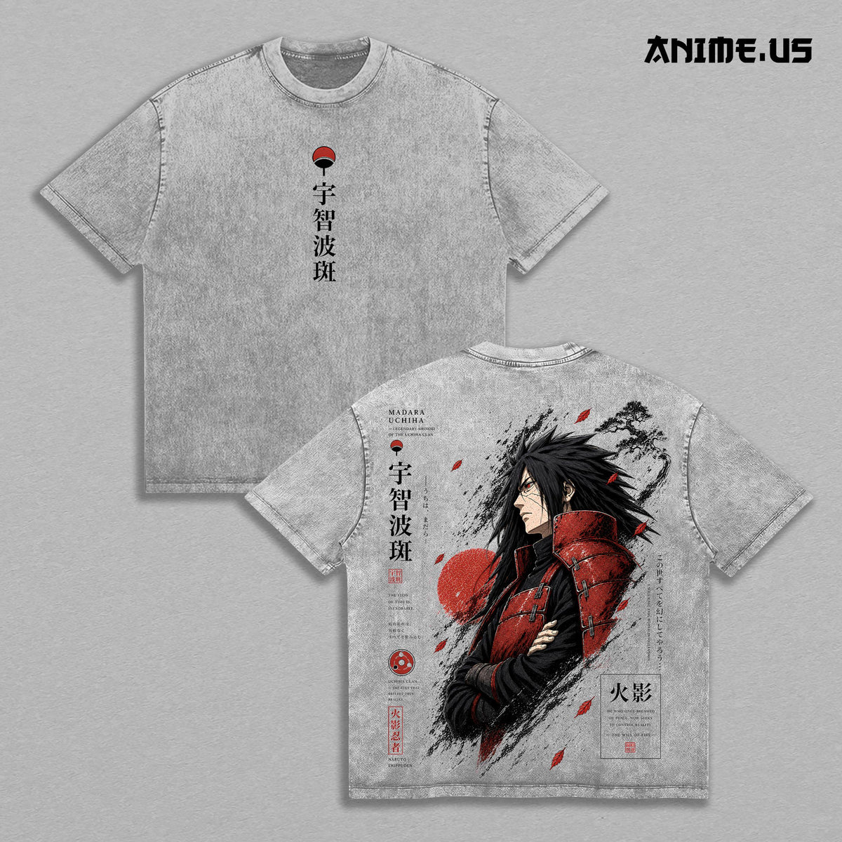 Madara Uchiha Naruto Legendary Shinobi Anime Vintage Washed Tee