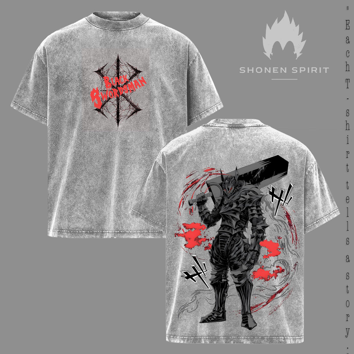 Berserk Black Swordsman Guts Dragonslayer Anime Vintage Washed Tee