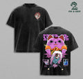 Dandadan Turbo Granny Vintage Washed T-Shirt, Retro Monster Lucky Cat Anime Tee, Oversized Paranormal Streetwear Heavy Cotton Graphic Top