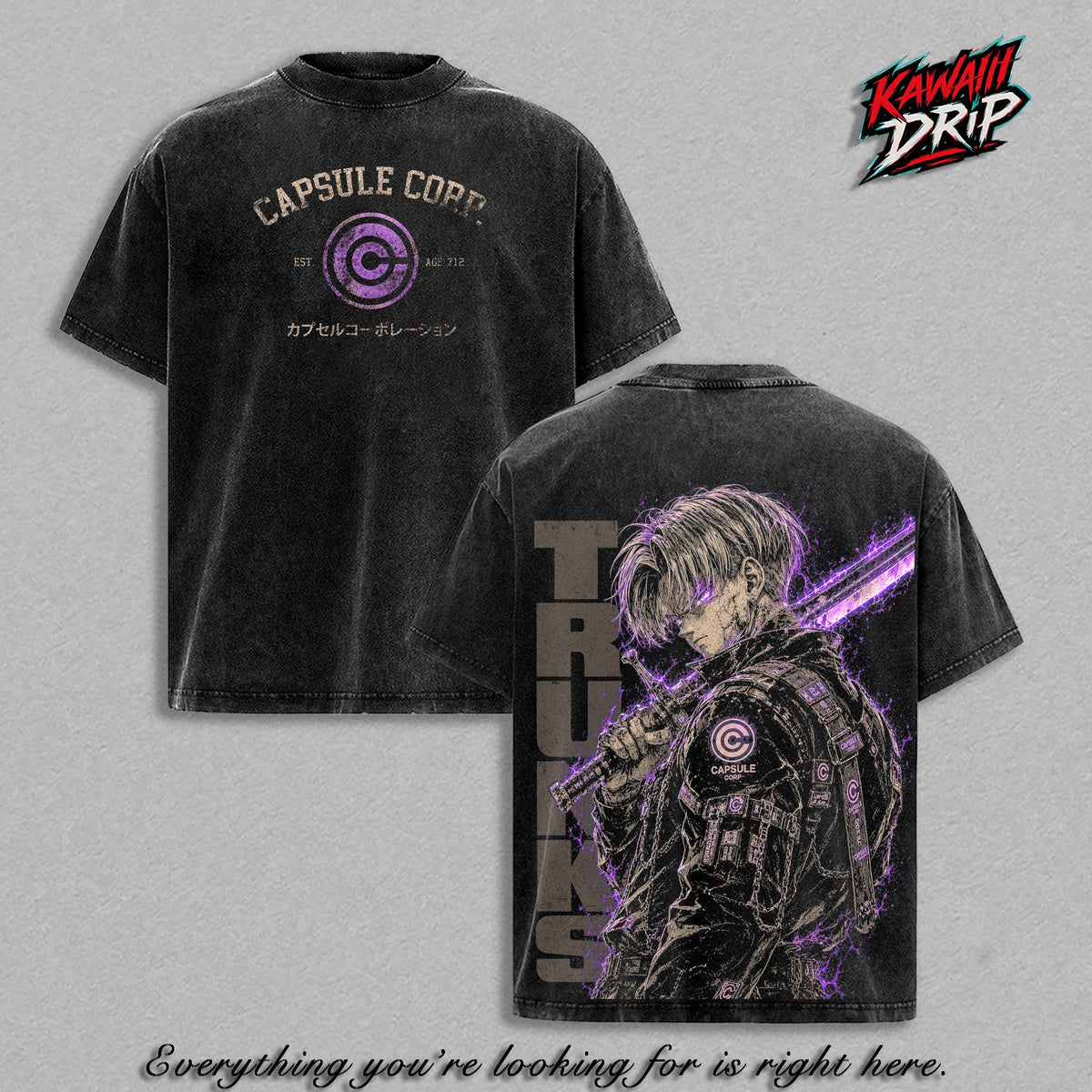 Future Trunks Capsule Corp DBZ Anime Vintage Washed Tee