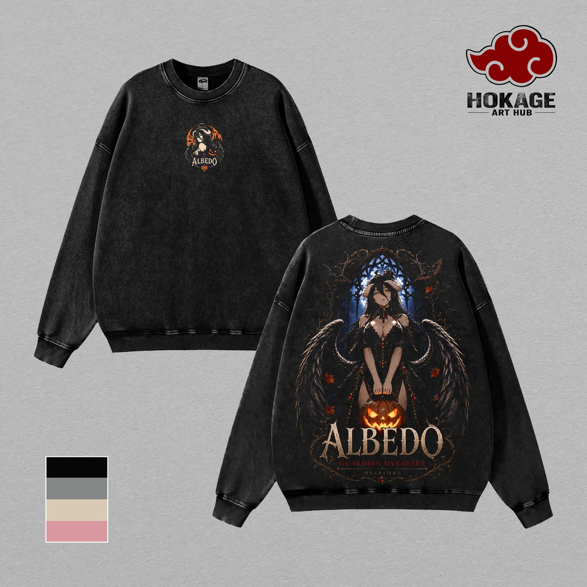 Albedo Halloween T-Shirt, Vintage Washed T Shirt, Graphic Tees Men, Anime Hoodie, Sweatshirt, Tank Top, Oversized Tee, Heavyweight Cotton Shirt
