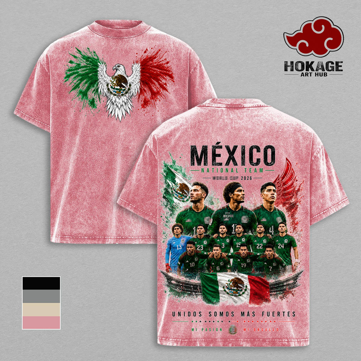 Mexico World Football Tour 2026 Team Lineup Vintage Washed Tee