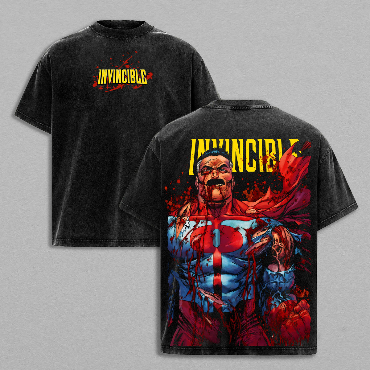 Battle Damage Omni-Man Invincible Washed T-Shirt – Vintage Graphic Streetwear Tee