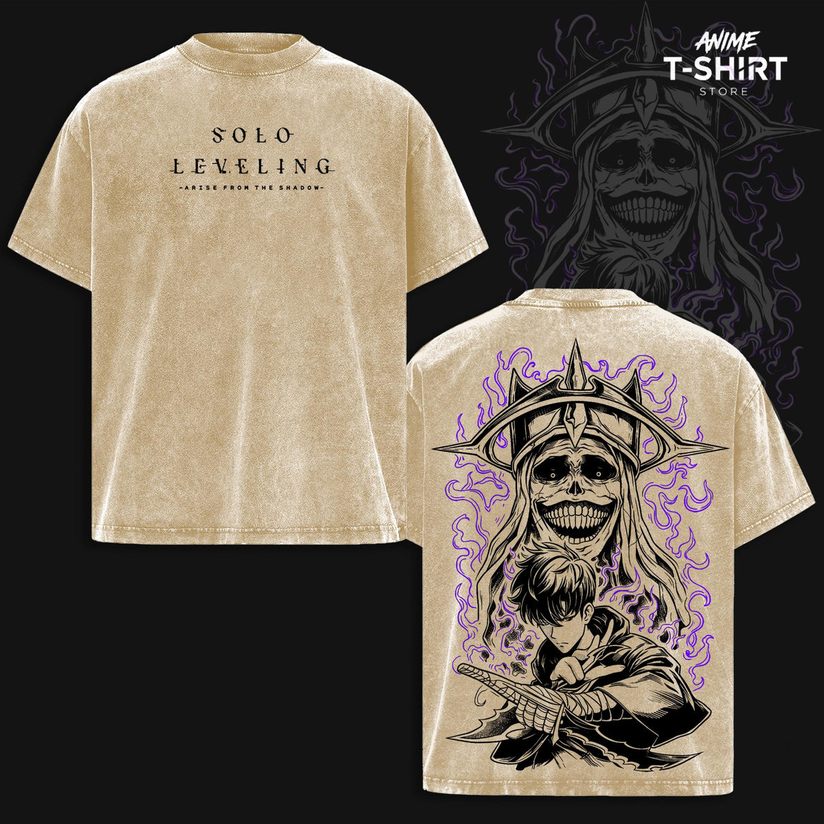 Sung Jin Woo Solo Leveling Anime Vintage Washed Tee