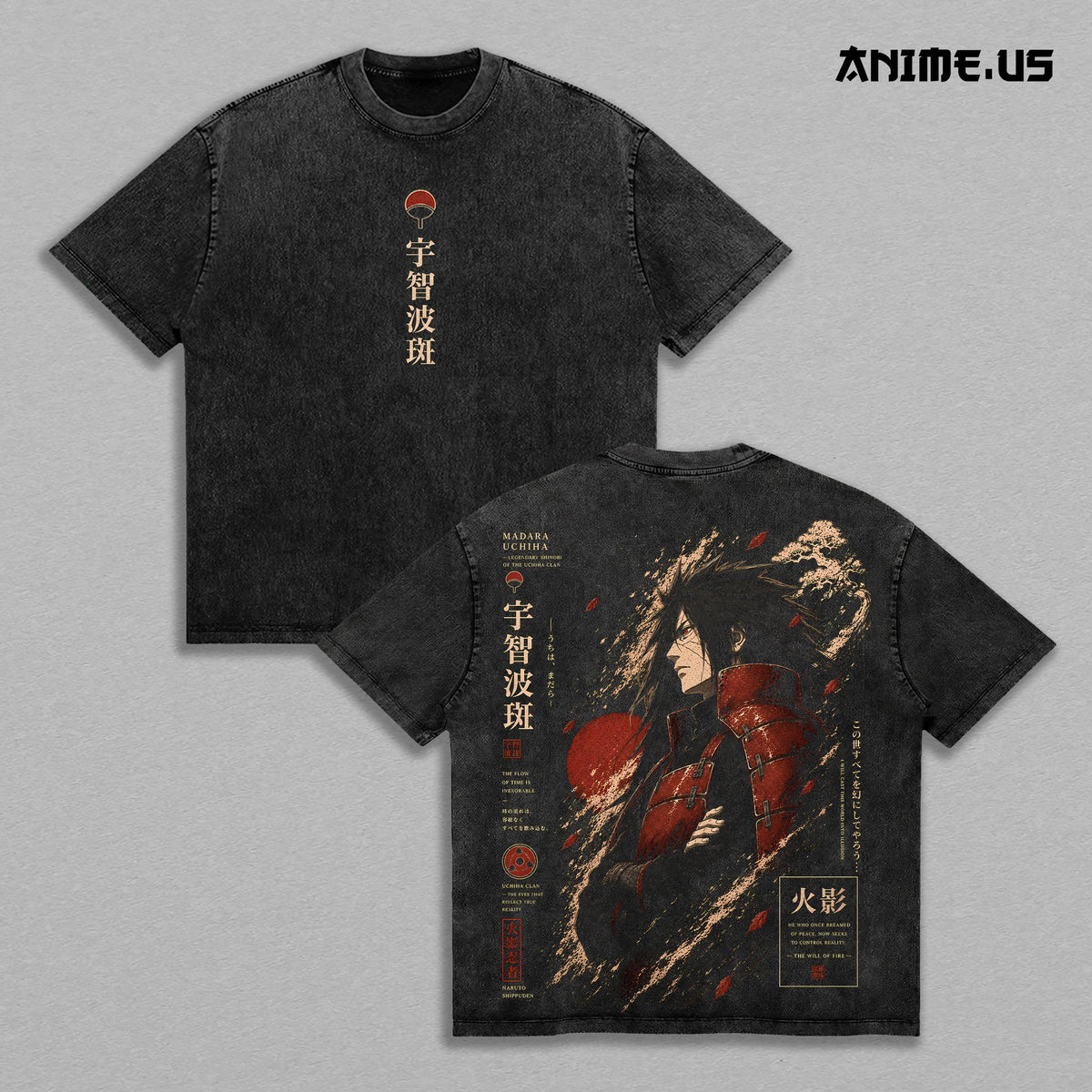 Madara Uchiha Naruto Legendary Shinobi Anime Vintage Washed Tee