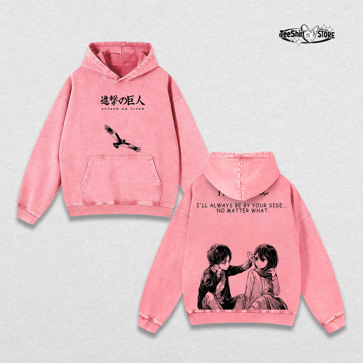 Eren Yeager & Mikasa Ackerman Attack on Titan Anime Vintage Washed Tee