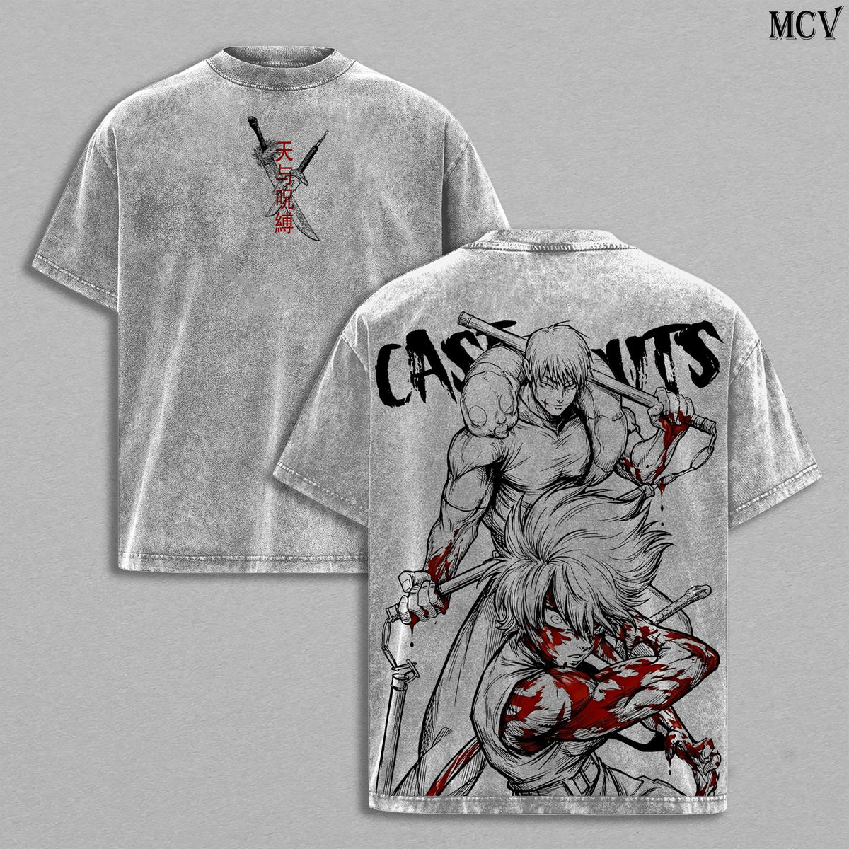 Maki Zenin & Toji Fushiguro Jujutsu Kaisen Anime Vintage Washed Tee