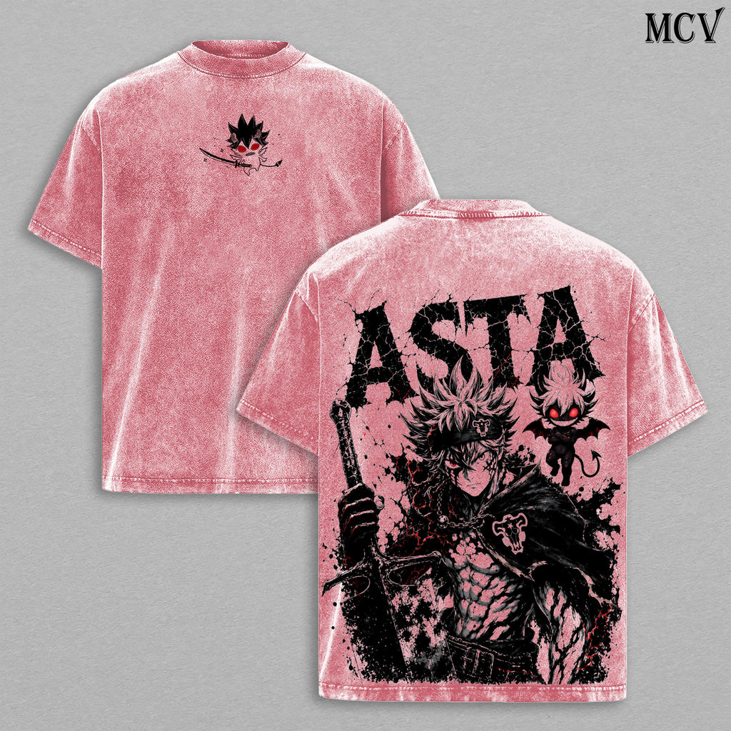 Asta Black Clover Anti Magic Knight Anime Vintage Washed Tee
