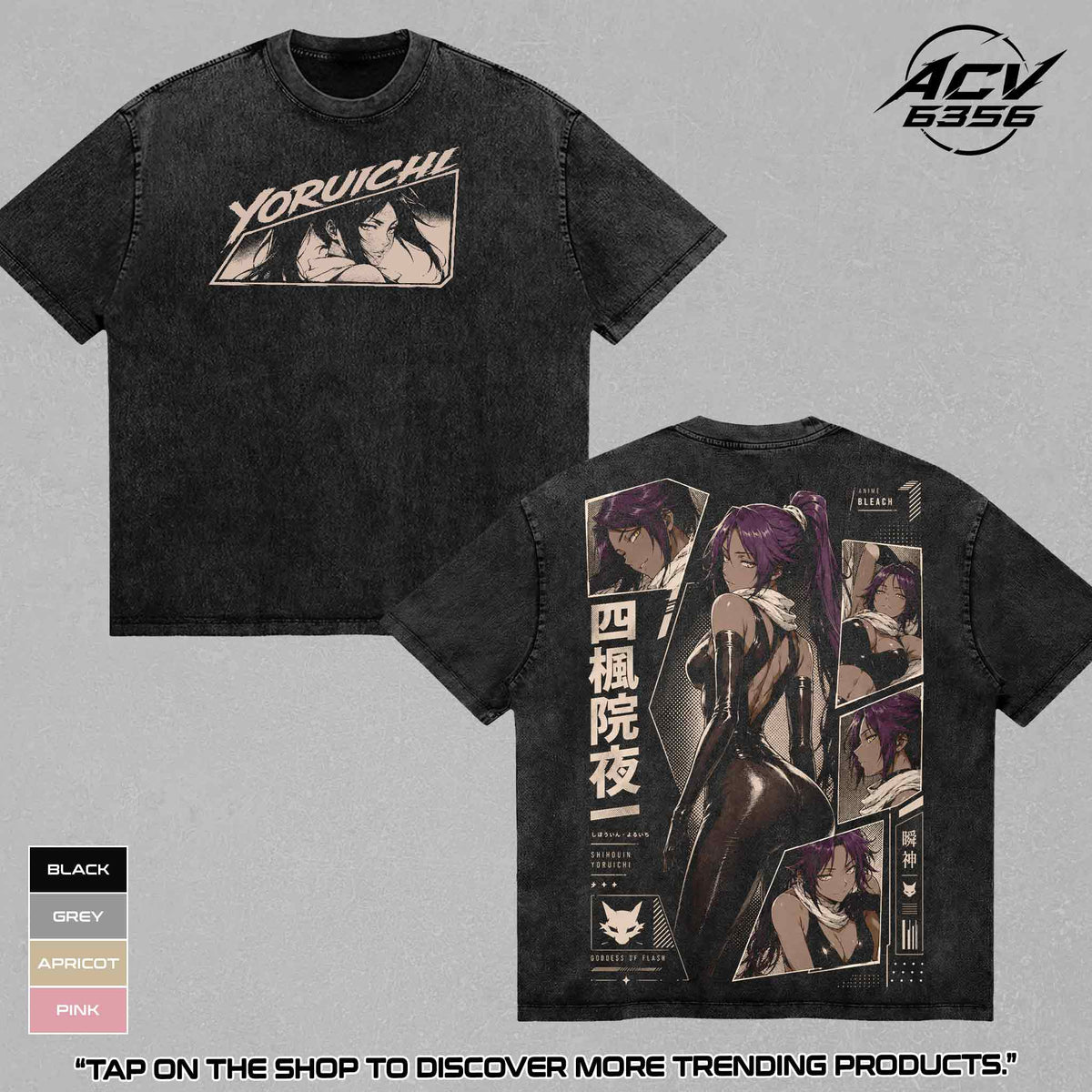 Yoruichi Shihouin Bleach Flash Step Goddess Anime Vintage Washed Tee
