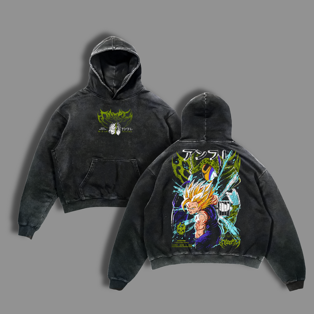 Gohan SSJ2 Gym Pump Cover DBZ Graphic Tee Oversized Washed Anime Workout Shirt Casual Top