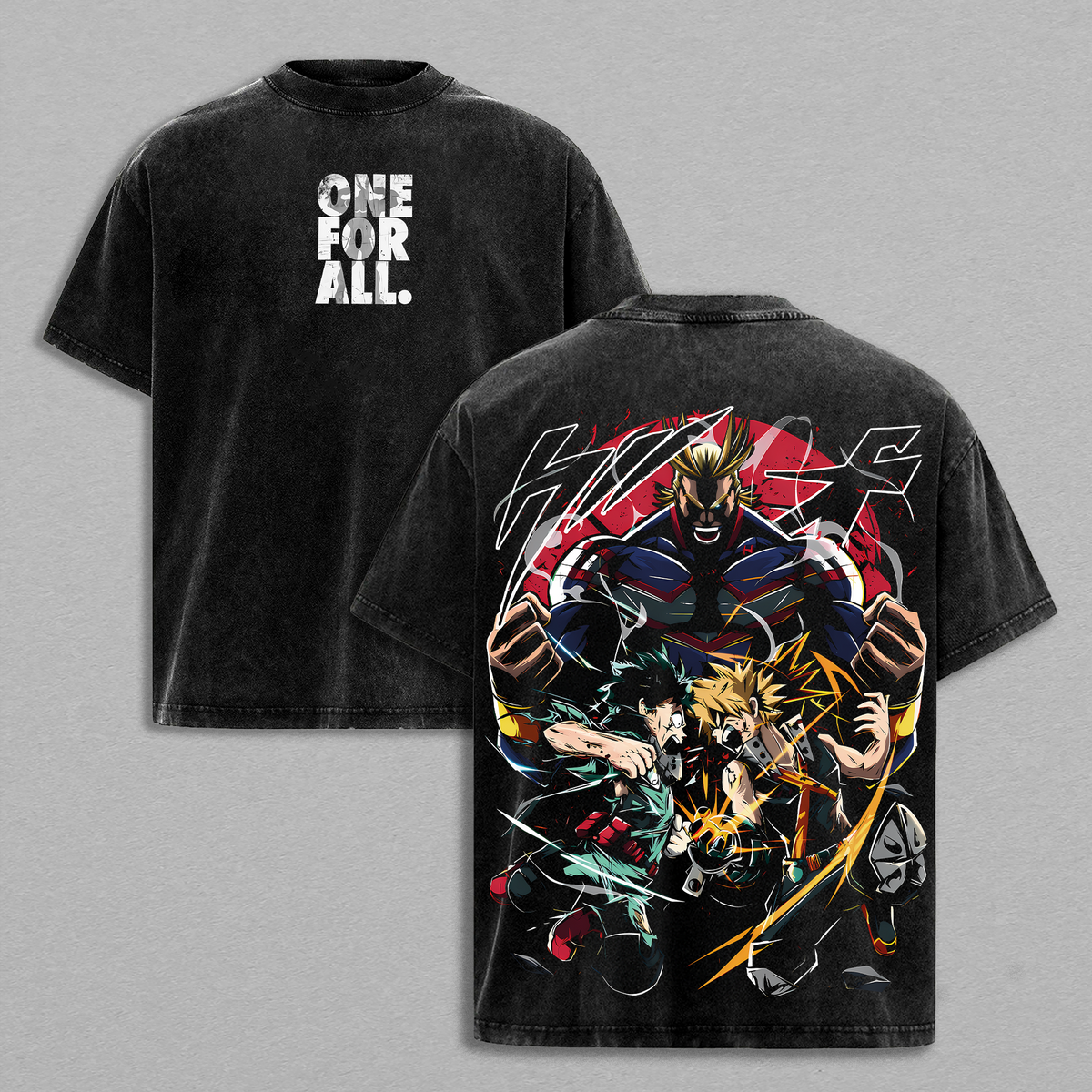 All Might, Deku, Bakugo My Hero Academia Anime Vintage Washed Tee