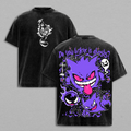 Gengar - Pokemon Anime Double Printed Vintage Washed Tee Unisex Oversize Heavyweight Cotton T-shirt for Anime Fans and Lovers
