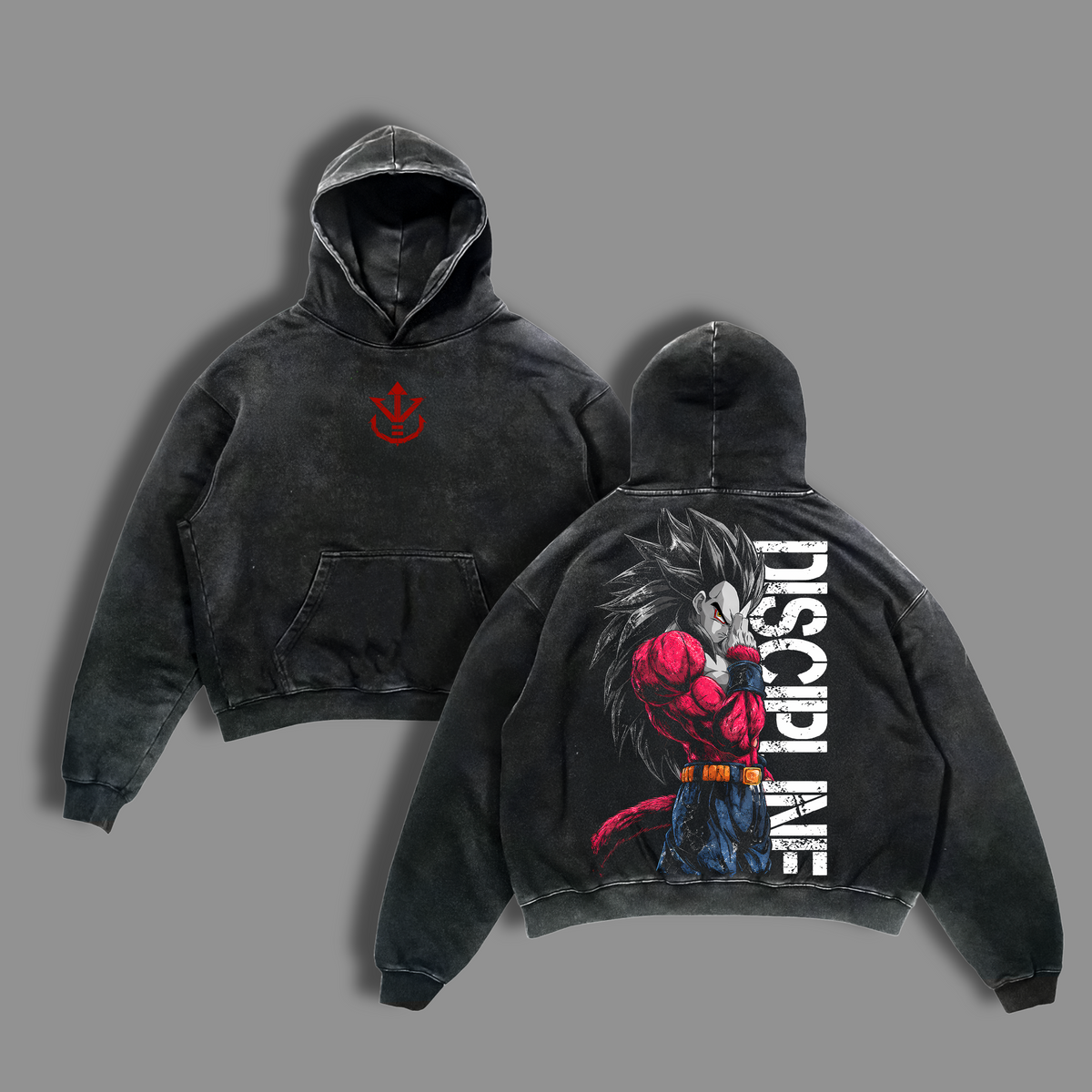 SSJ4 Vegeta Discipline washed hoodie - Black