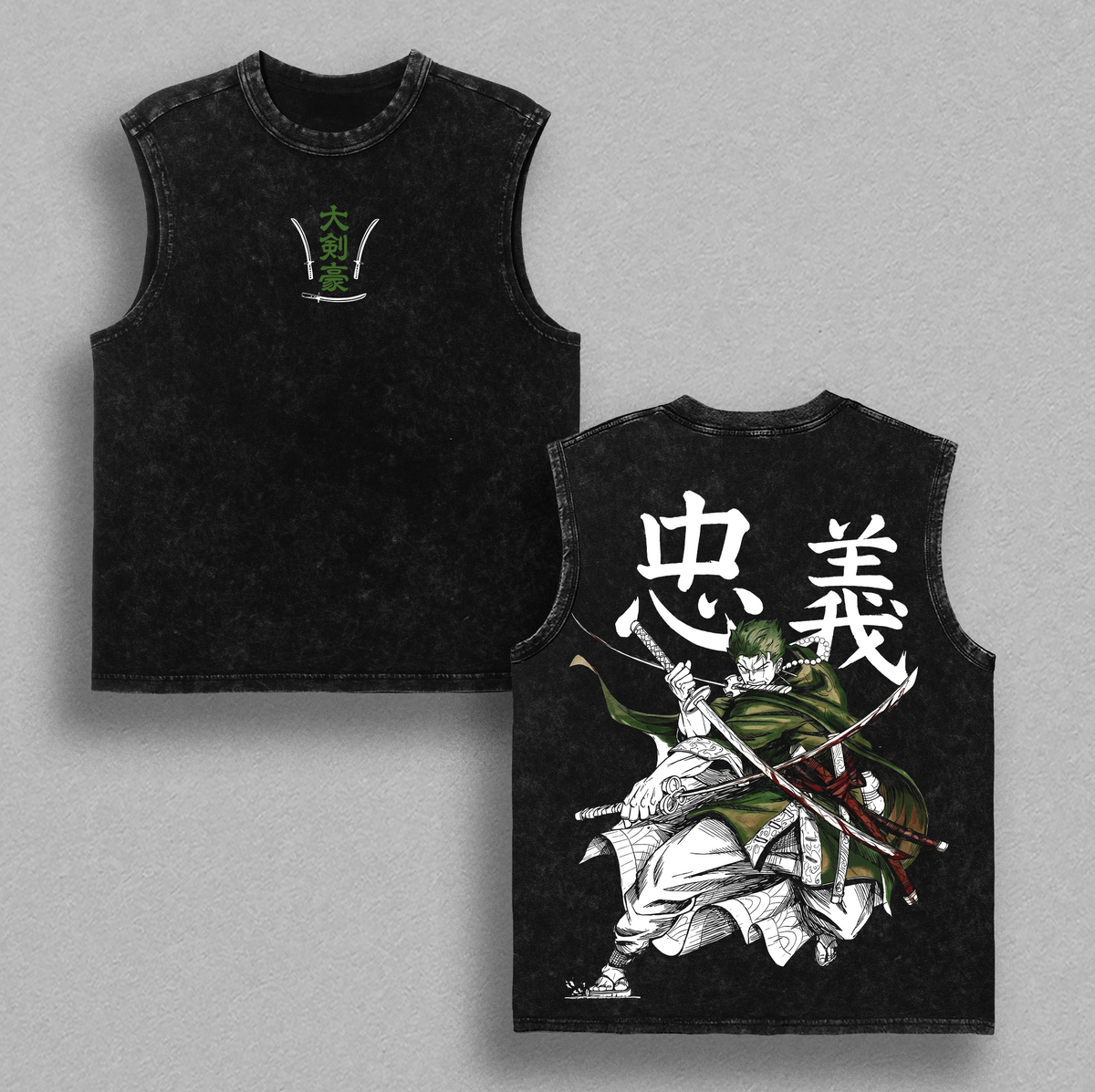 Roronoa Zoro One Piece Santoryu Anime Vintage Washed Tee