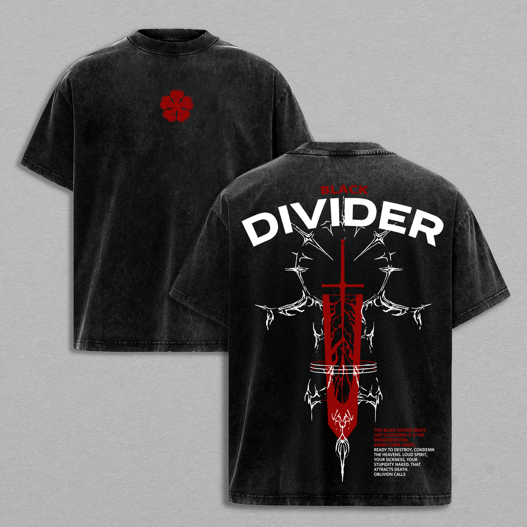 Black Divider Asta Black Clover Anime Vintage Washed Tee
