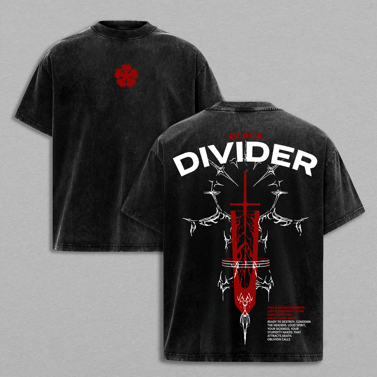 Black Divider Asta Black Clover Anime Vintage Washed Tee