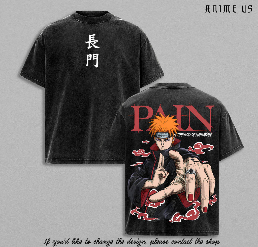 Pain Naruto Shippuden Nagato Rinnegan Anime Vintage Washed Tee