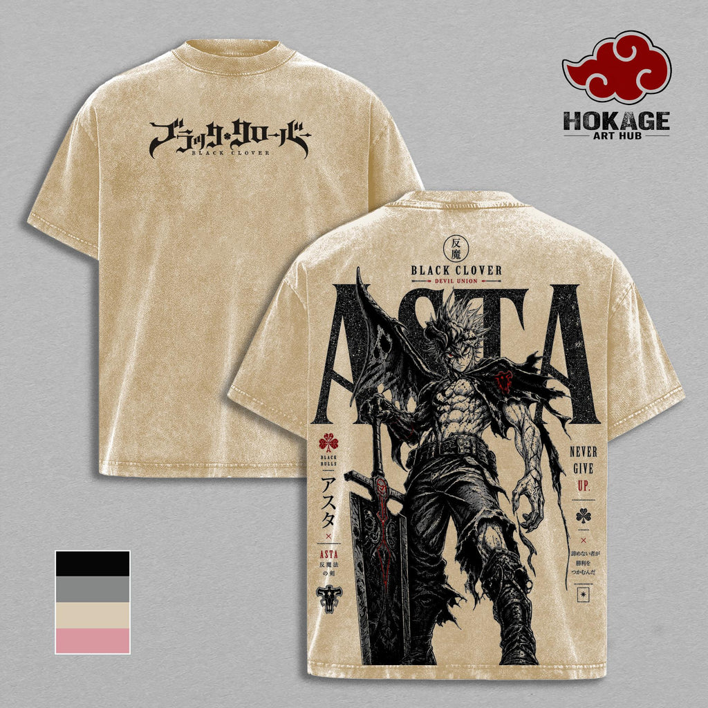 Asta Black Clover Devil Union Anime Vintage Washed Tee