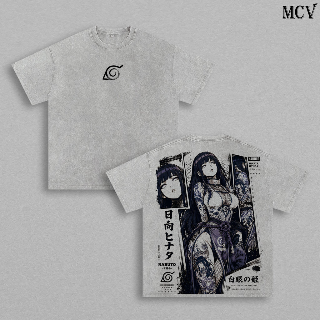 Hinata Hyuga Naruto Byakugan Princess Hyuga Clan Anime Vintage Washed Tee