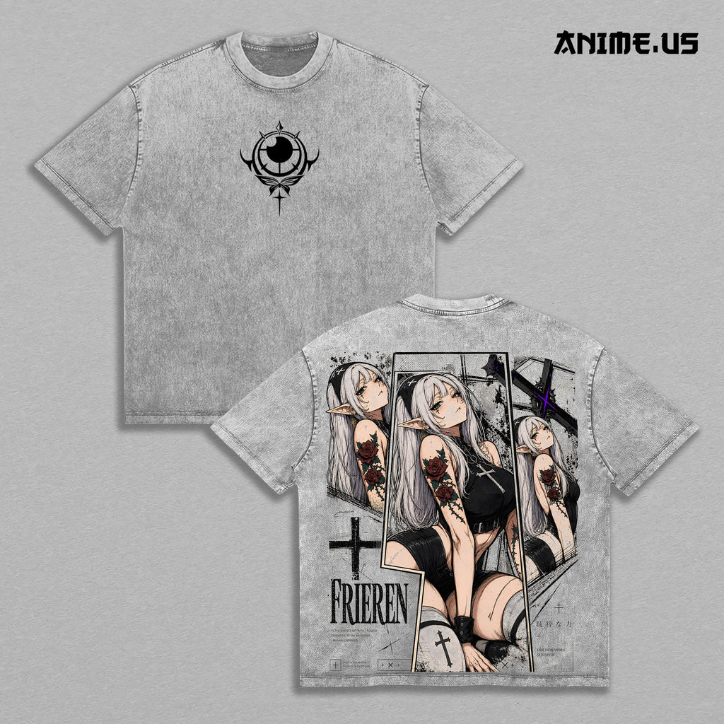 Frieren Gothic Beyond Journey's End Anime Vintage Washed Tee