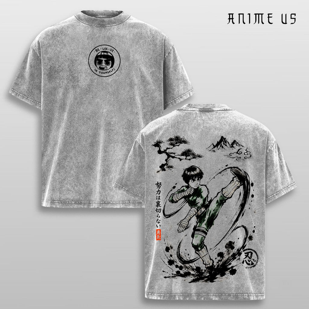 Rock Lee T Shirt, Naruto Anime Graphic Tee, Oversized Acid Washed Cotton Shirt, Streetwear Outfit, Unisex Gift for Anime Fans