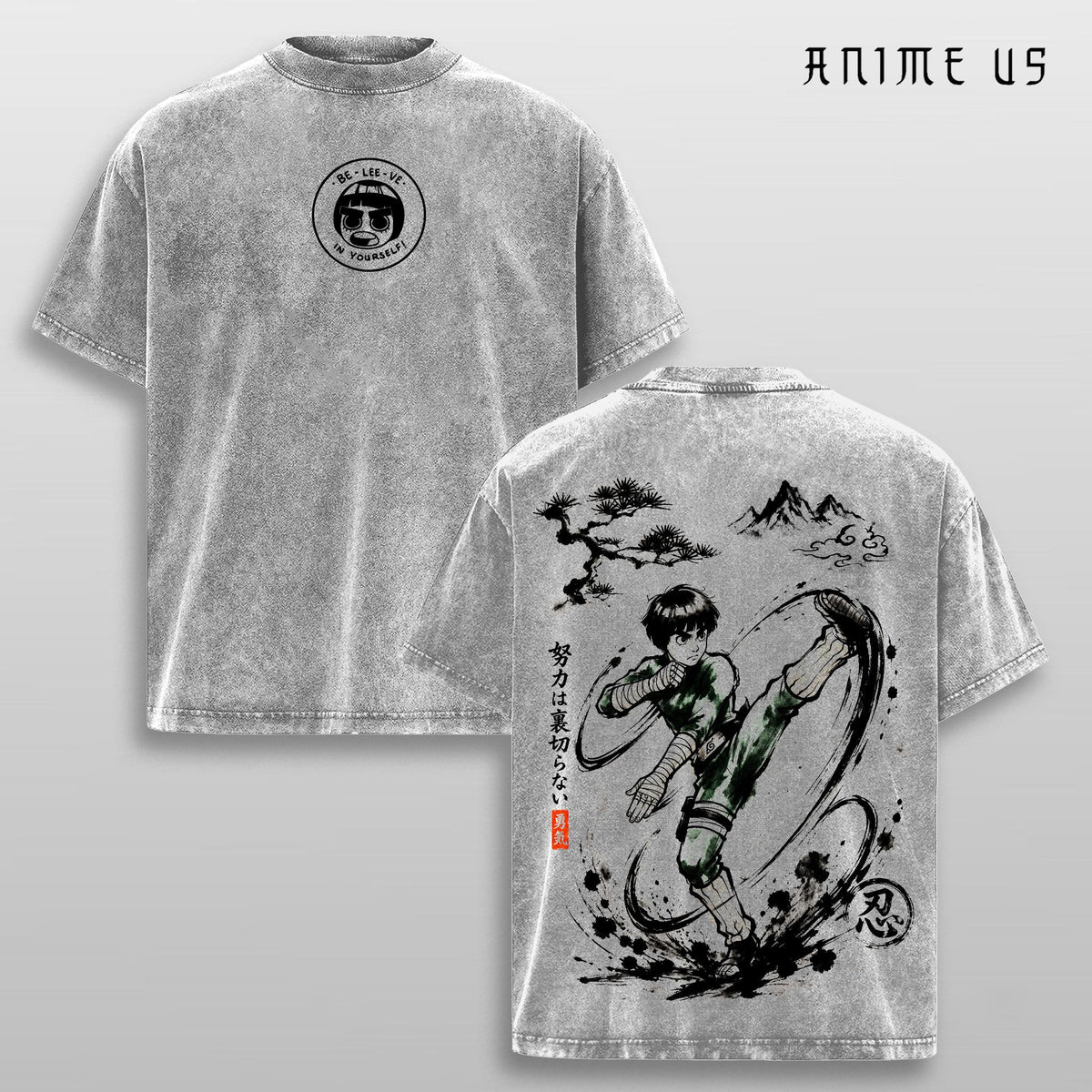 Rock Lee T Shirt, Naruto Anime Graphic Tee, Oversized Acid Washed Cotton Shirt, Streetwear Outfit, Unisex Gift for Anime Fans