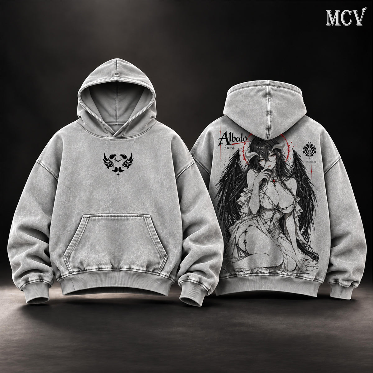 Albedo Overlord Anime Vintage Washed Hoodie