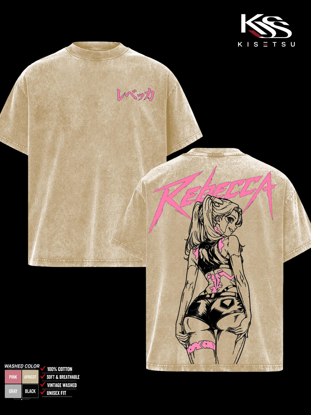 Rebecca Cyberpunk Edgerunners Anime Vintage Washed Graphic Tee