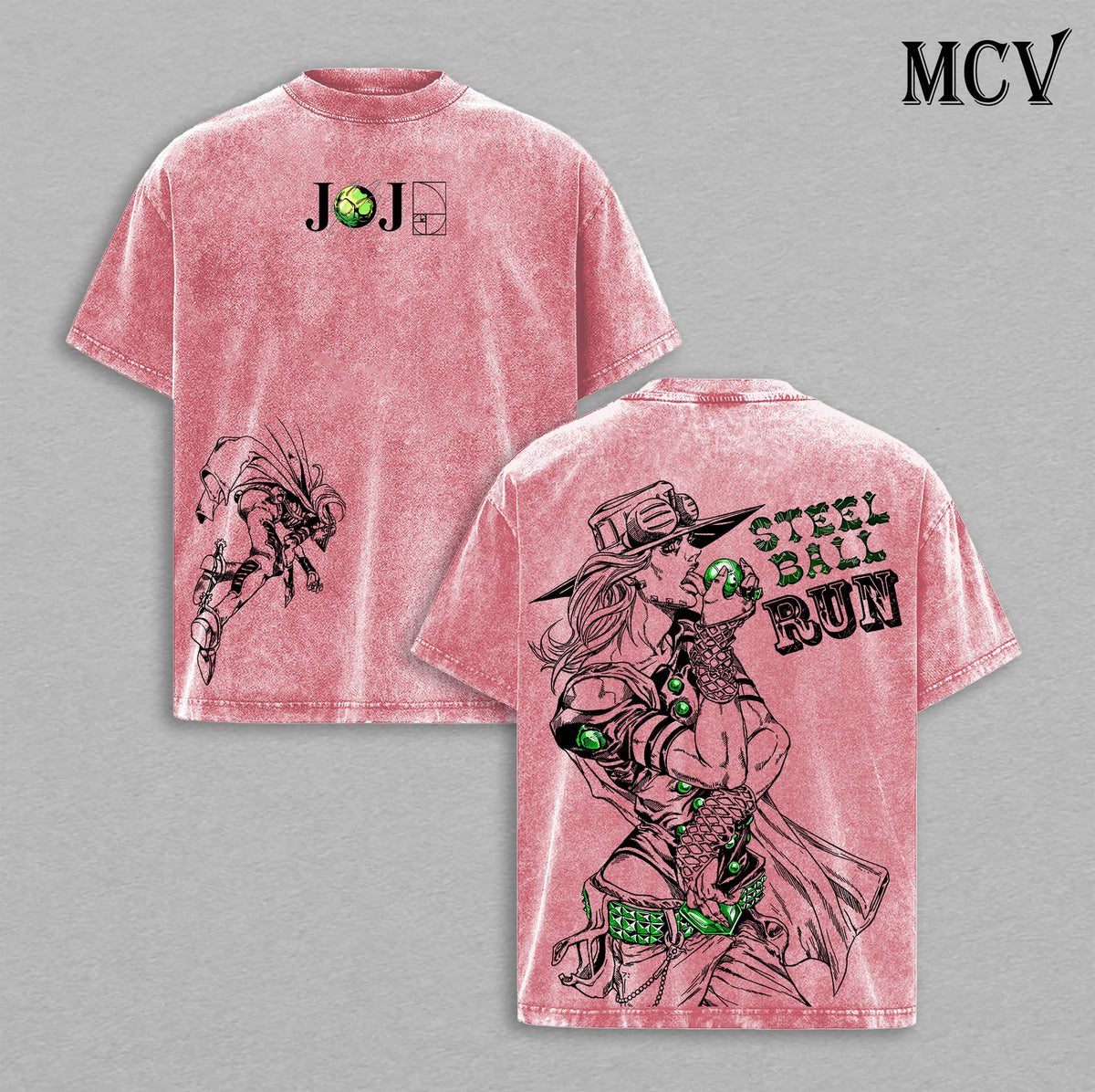Gyro Zeppeli Golden Spin Steel Ball Run Anime Vintage Washed Tee