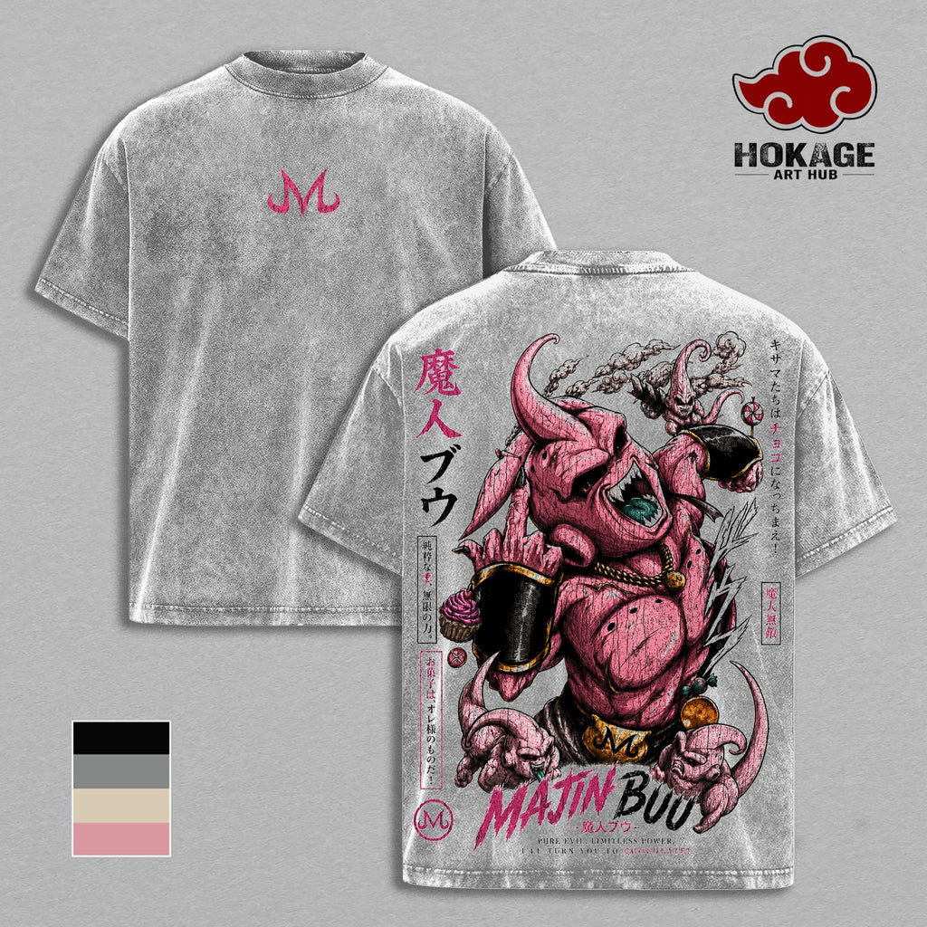 Majin Buu Pure Evil DBZ Anime Vintage Washed Tee