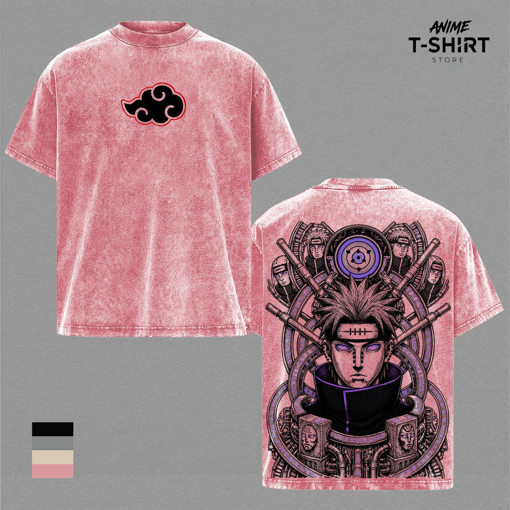 Pain - NRT Vintage Washed Shirt Anime Graphic Tee Akatsuki Leader Streetwear Oversized T Shirt Gift for NRT Fans