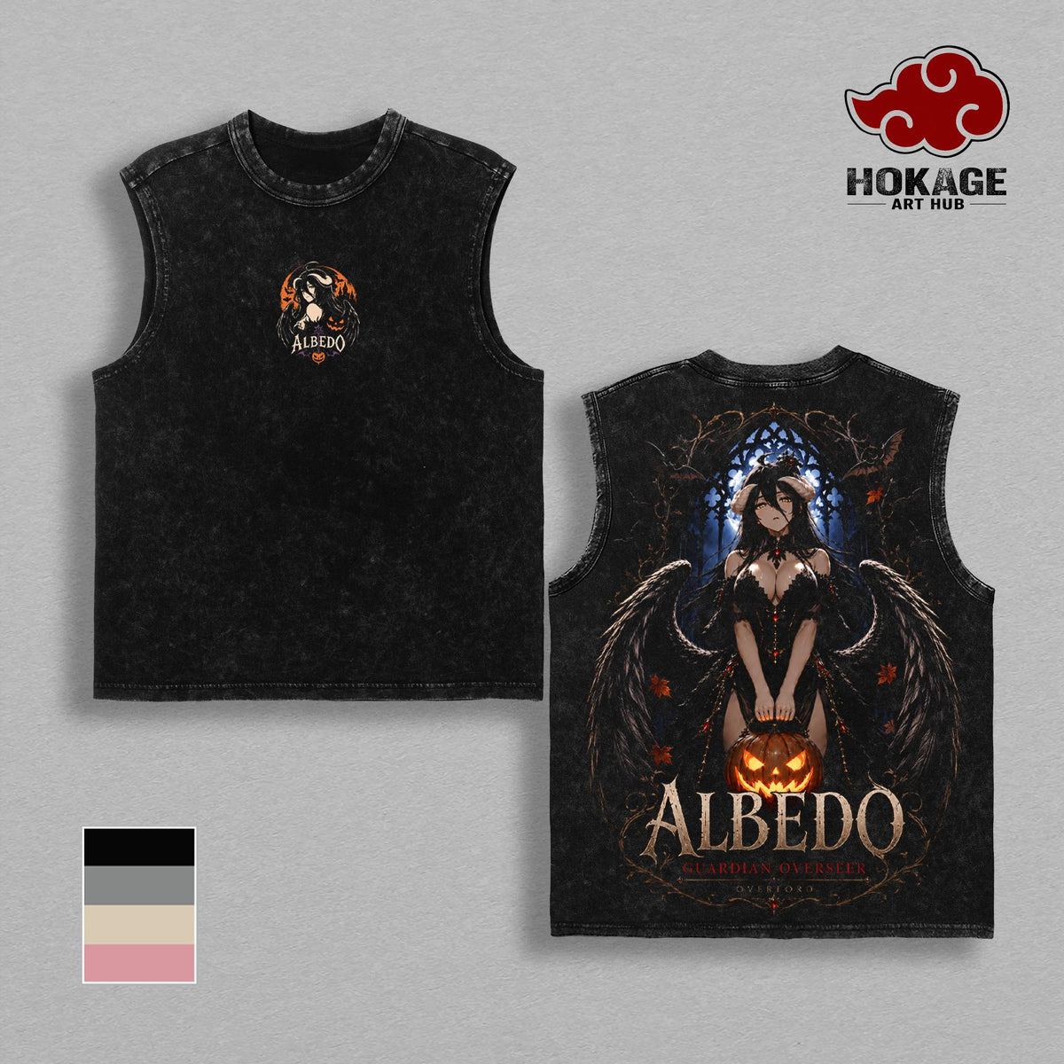 Albedo Halloween T-Shirt, Vintage Washed T Shirt, Graphic Tees Men, Anime Hoodie, Sweatshirt, Tank Top, Oversized Tee, Heavyweight Cotton Shirt