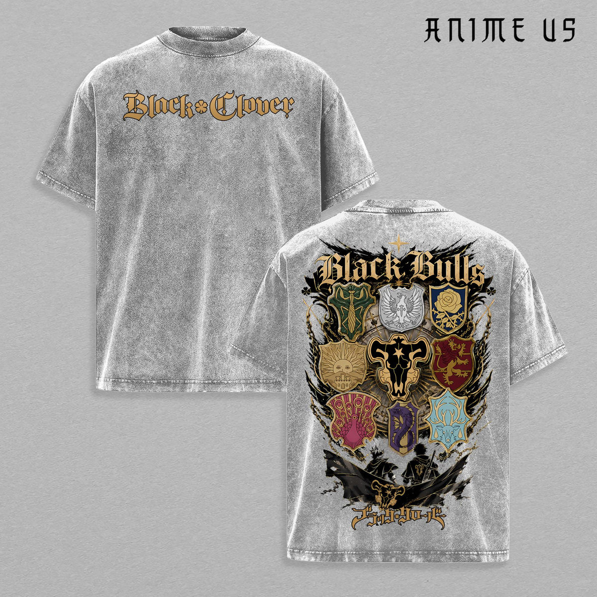 Black Clover Magic Knight Squad Insignia Anime Vintage Washed Tee