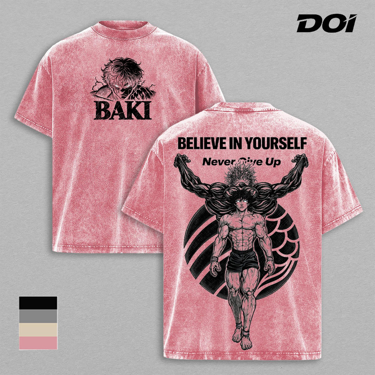 Baki Hanma Believe in Yourself Anime Vintage Washed Tee