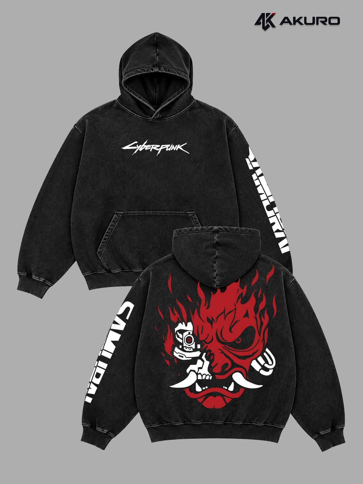 Cyberpunk 2077 Samurai Johnny Silverhand Vintage Washed Hoodie