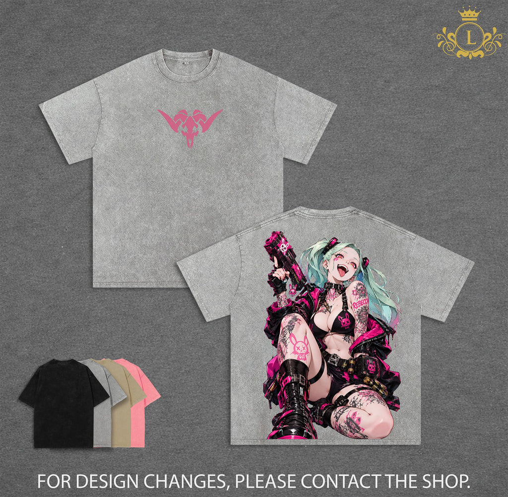 Limited Rebecca Cyberpunk Edgerunners Anime Vintage Washed Tee