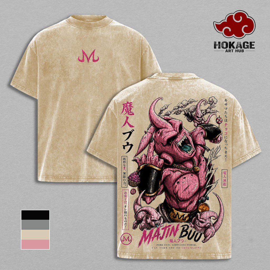 Majin Buu Pure Evil DBZ Anime Vintage Washed Tee
