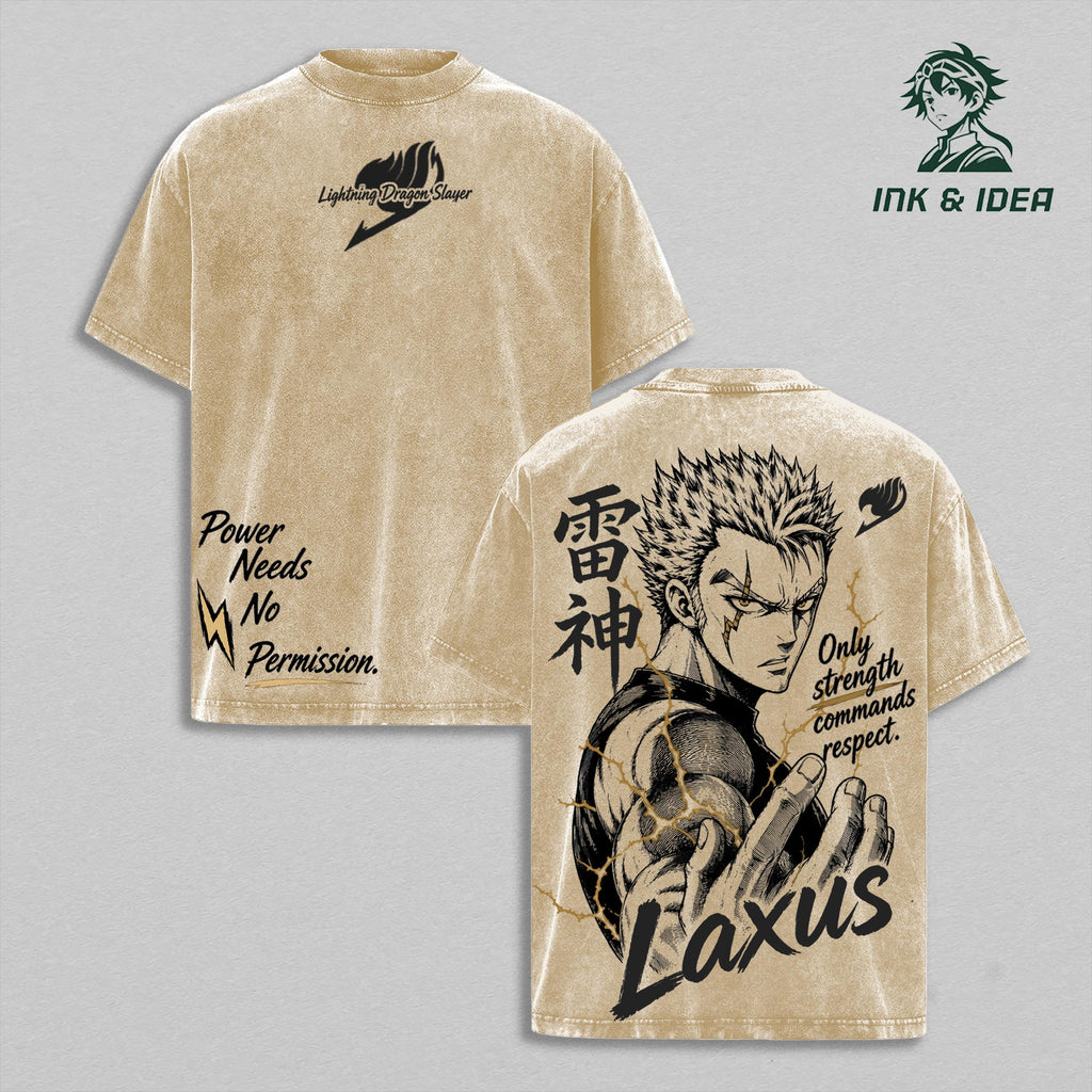 Laxus Dreyar Lightning Dragon Slayer Fairy Tail Anime Vintage Washed Tee