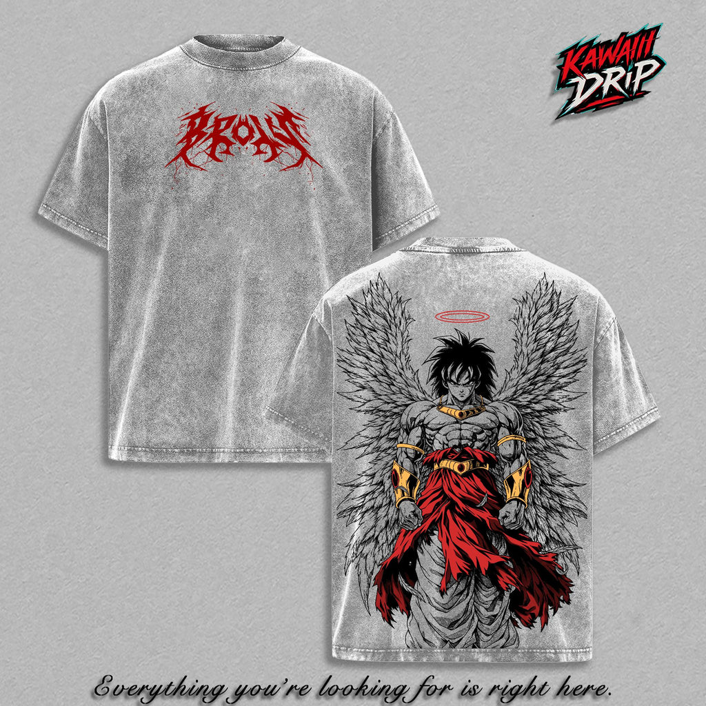 Legendary Super Saiyan Broly DBZ Angel Broly Anime Vintage Washed Tee